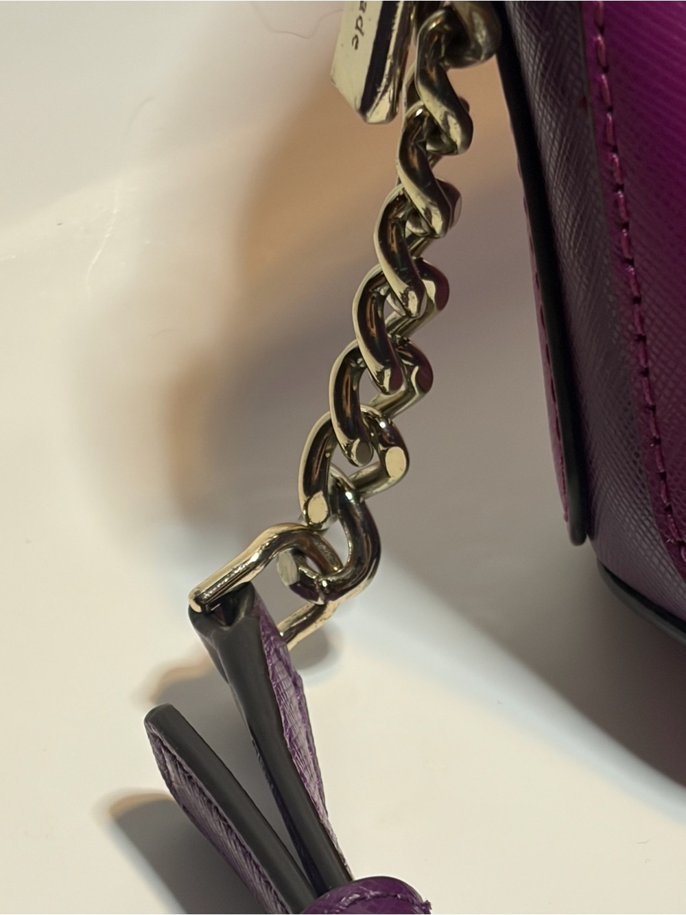 Kate Spade Small Payton Domed Crossbody Pink Purple Colorblock Saffiano LIKE NEW - Picture 12 of 15